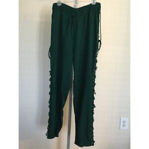 The Pirate Dressing Halloween Costume Pants Dark Green Lace Tie Sides Mens Large